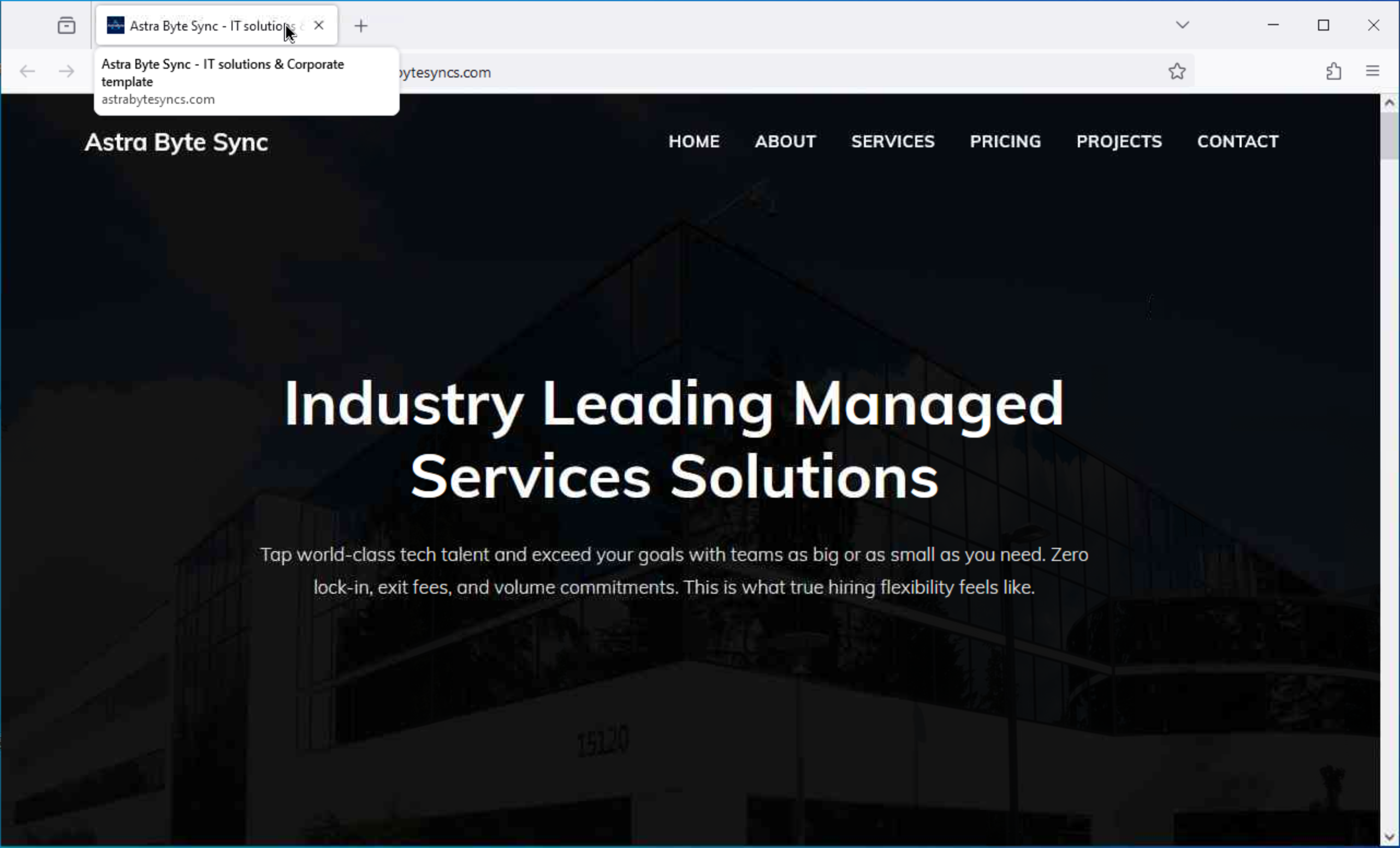 Screenshot of Astra Byte Sync website