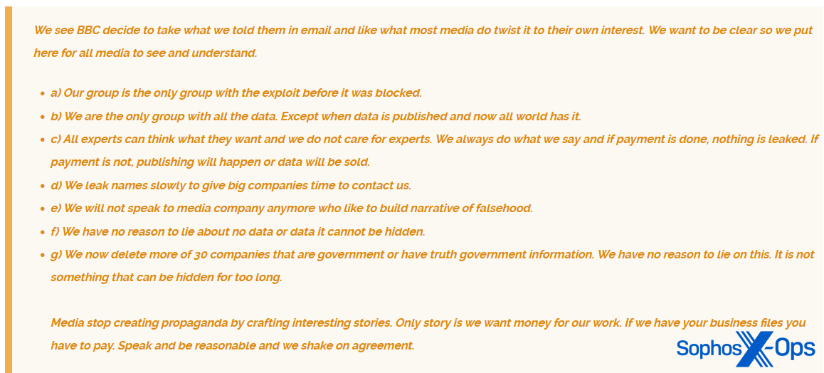 A screenshot of a ransomware leak site