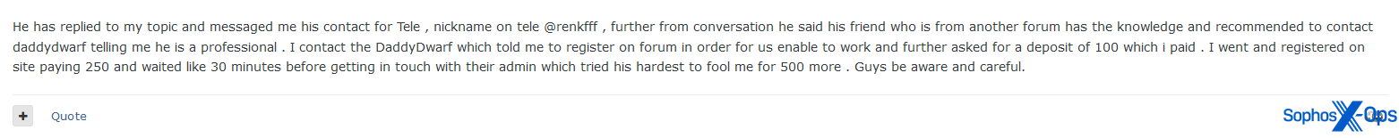 紹介詐欺の未遂について詐欺の報告書を投稿するユーザー