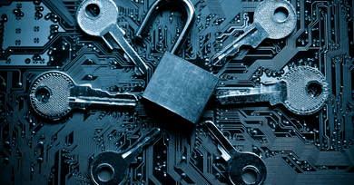 A group of keys lined up around an unlocked padlock. A group of keys lined up around an unlocked padlock.