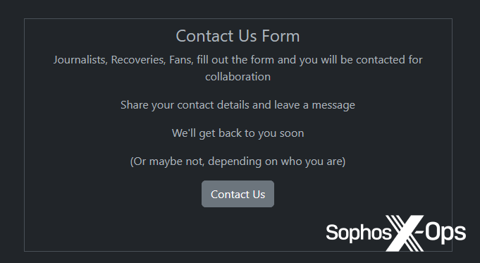 A screenshot of a ransomware leak site