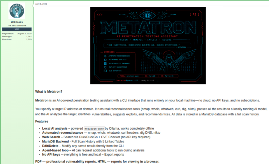 Underground post describing Metatron