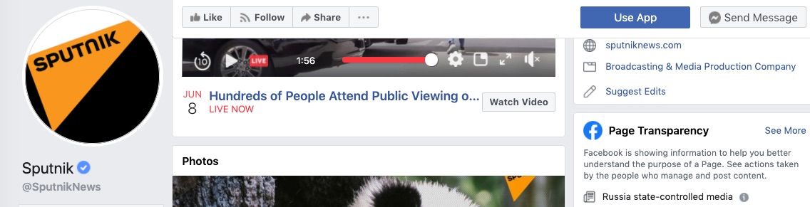 Sputnik News's Transparency label