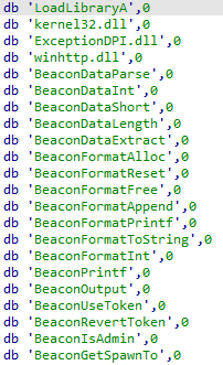 Screenshot of the list of COFFLoader elements