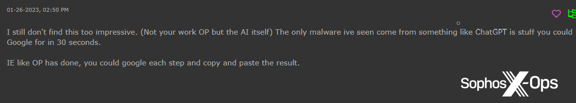 A screenshot of a post on a criminal forum