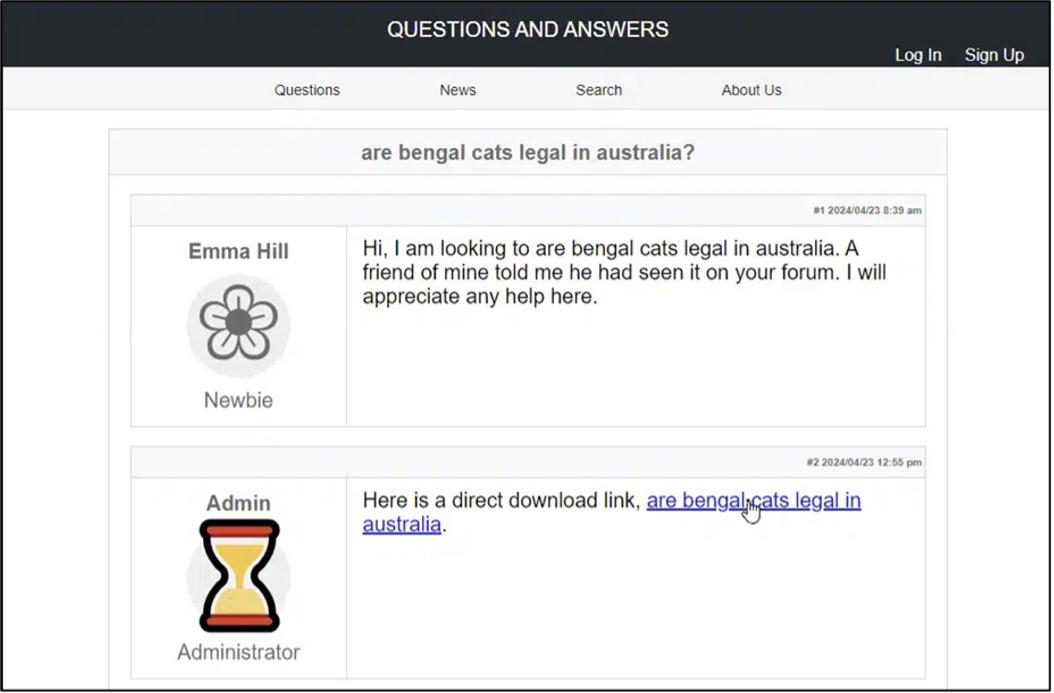 Figure 1: An SEO-poisoned site hosting a malicious .zip file