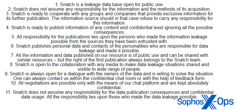 A screenshot of a ransomware leak site