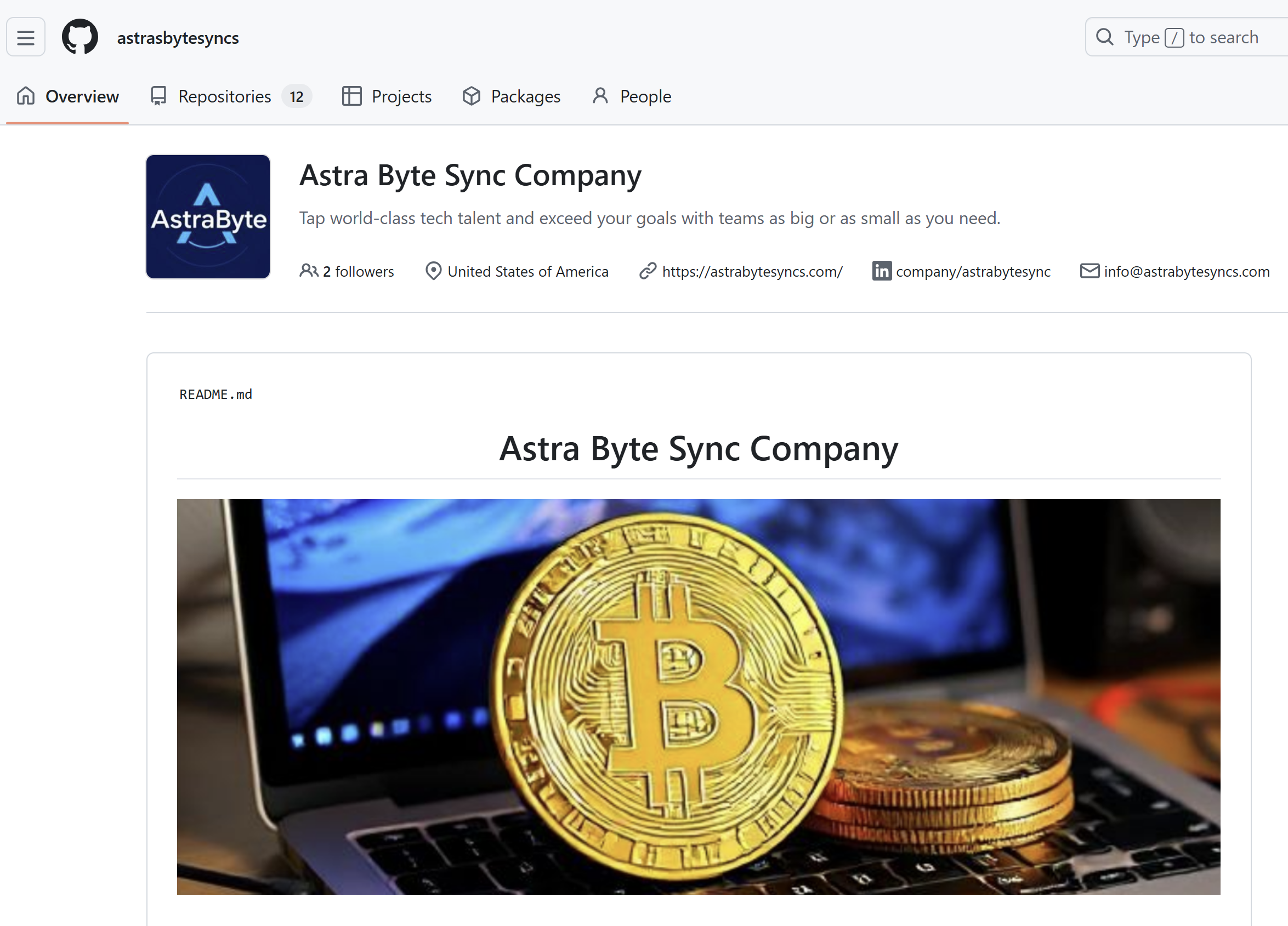 Screenshot of Astra Byte Sync GitHub account