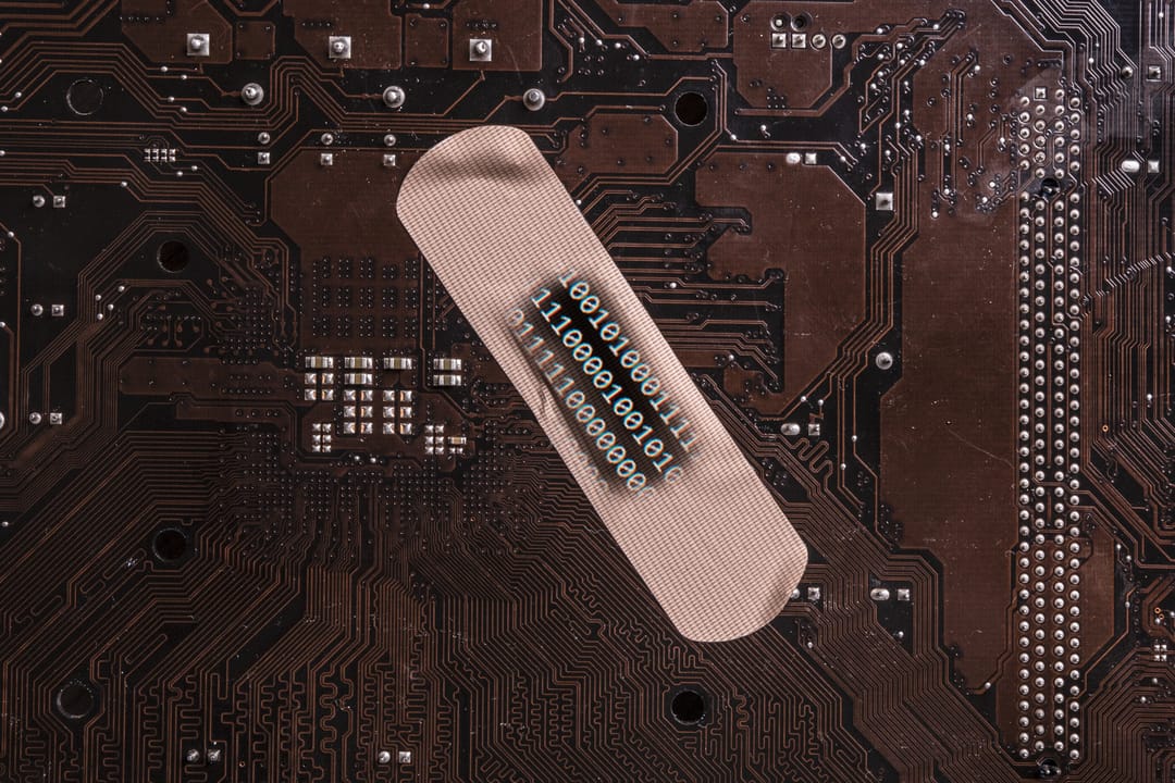 The,Concept,Of,Fixing,Bugs,In,Computer,Code.,Patch,On