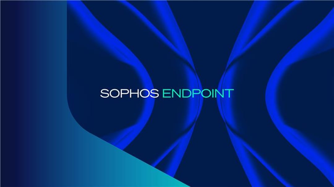 A word markup of the "Sophos Endpoint" product on top of the Sophos shield logo.
