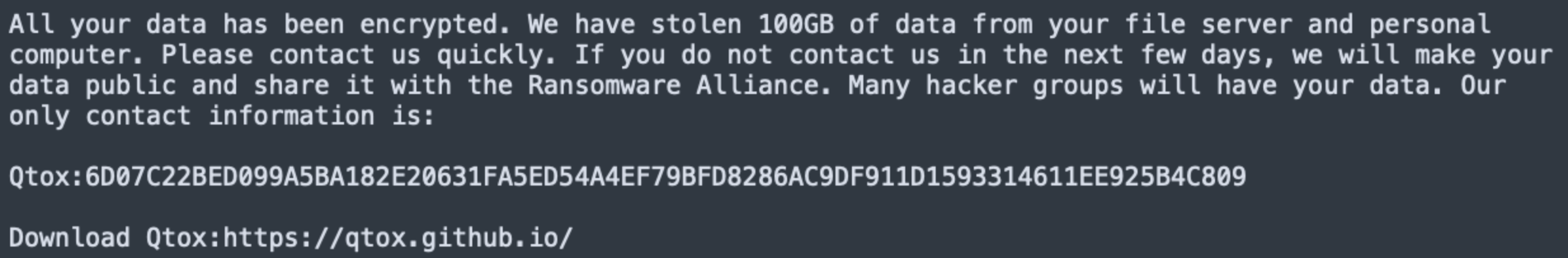 Babuk ransom note in an August intrusion