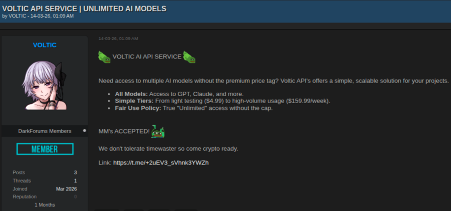 VOLTIC persona describing an AI service for sale