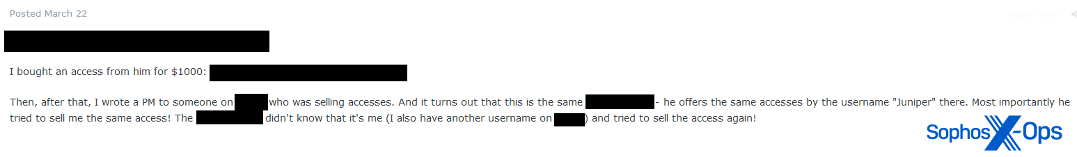 AaaS リストを販売した人物が、別の名前を使って再度販売しようとしたとユーザーが訴える詐欺の報告