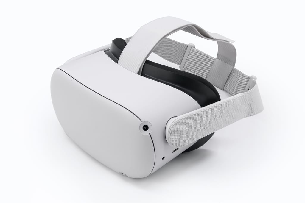 White Grey Virtual reality Headset isolated on white background White Grey Virtual reality Headset isolated on white background