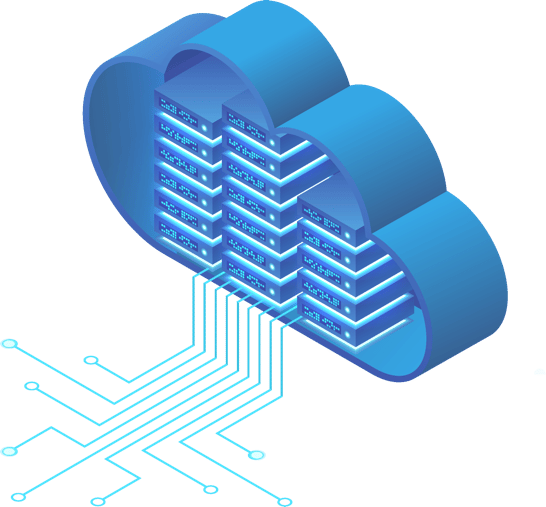graphic of cloud with computer hardware graphic of cloud with computer hardware