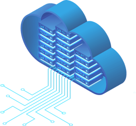 graphic of cloud with computer hardware graphic of cloud with computer hardware