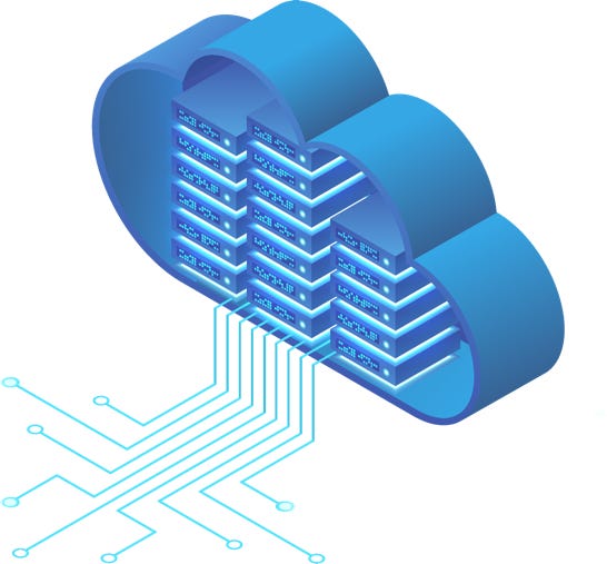 graphic of cloud with computer hardware graphic of cloud with computer hardware