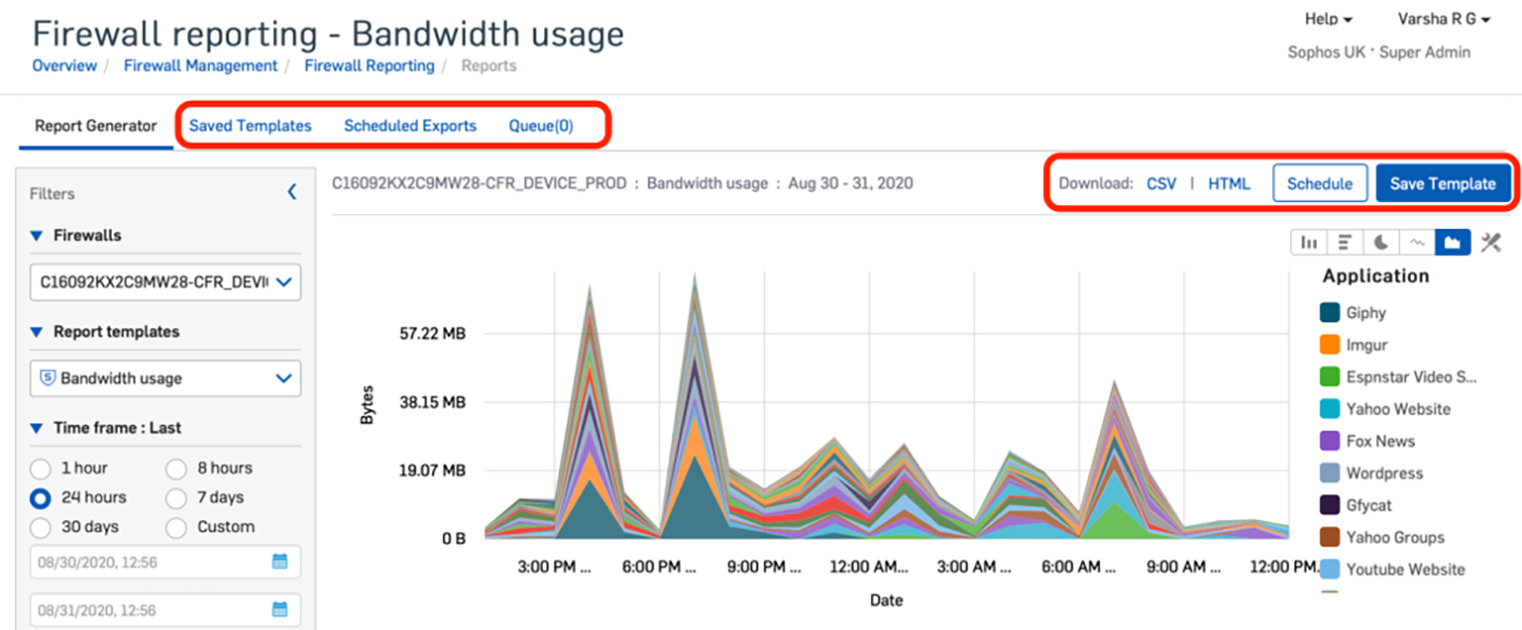 sophos central firewall reporting