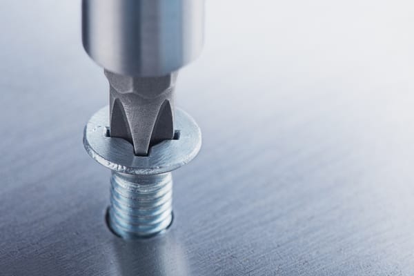 Un destornillador apretando un tornillo Un destornillador apretando un tornillo