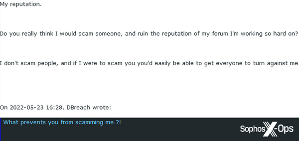 A screenshot of a post on a criminal forum A screenshot of a post on a criminal forum