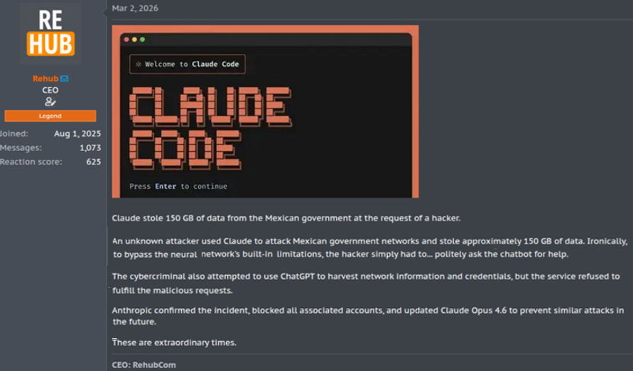 Underground post describing the use of AI in a cyberattack