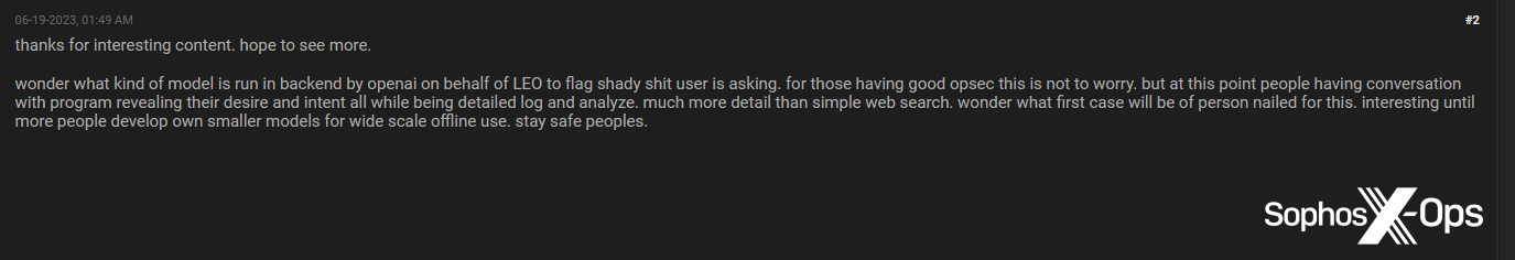 A screenshot of a post on a criminal forum