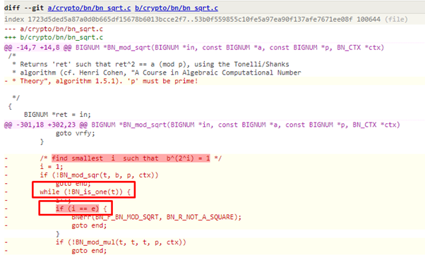 HIghlight section of unpatched code