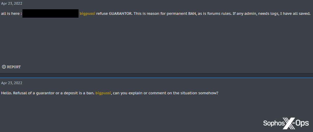 保証人の利用を拒否したユーザーに対して、管理者が説明を求める場面