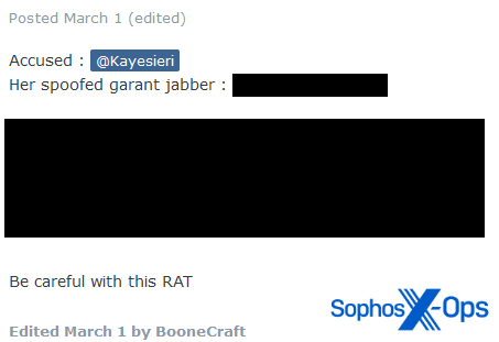 他のユーザーが保証人の Jabber を偽装していることを警告するユーザー