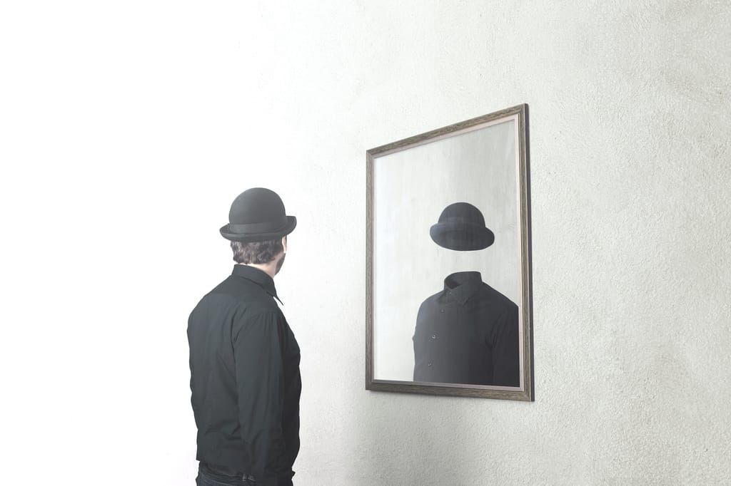 man looking in mirror man looking in mirror