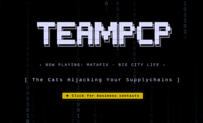 Screenshot of the TeamPCP-branded leak site
