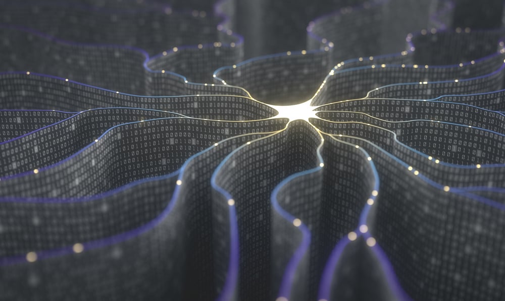 3d,Illustration.,Artificial,Neuron,In,Concept,Of,Artificial,Intelligence.,Wall-shaped