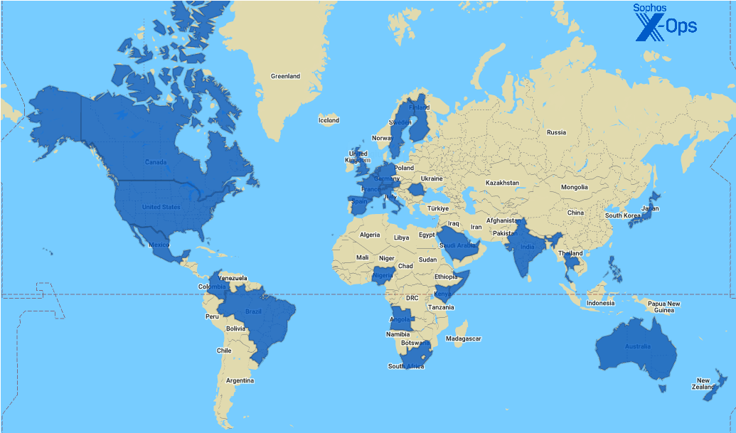 A map showing the countries represented in this report, repeated below in list form