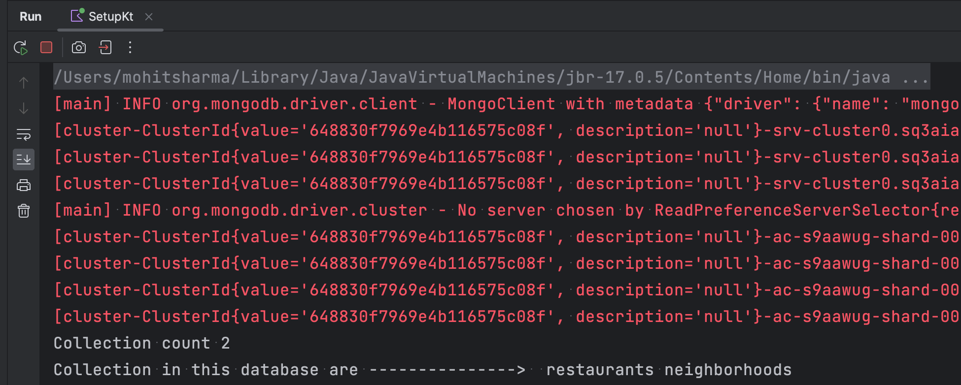 list collection output