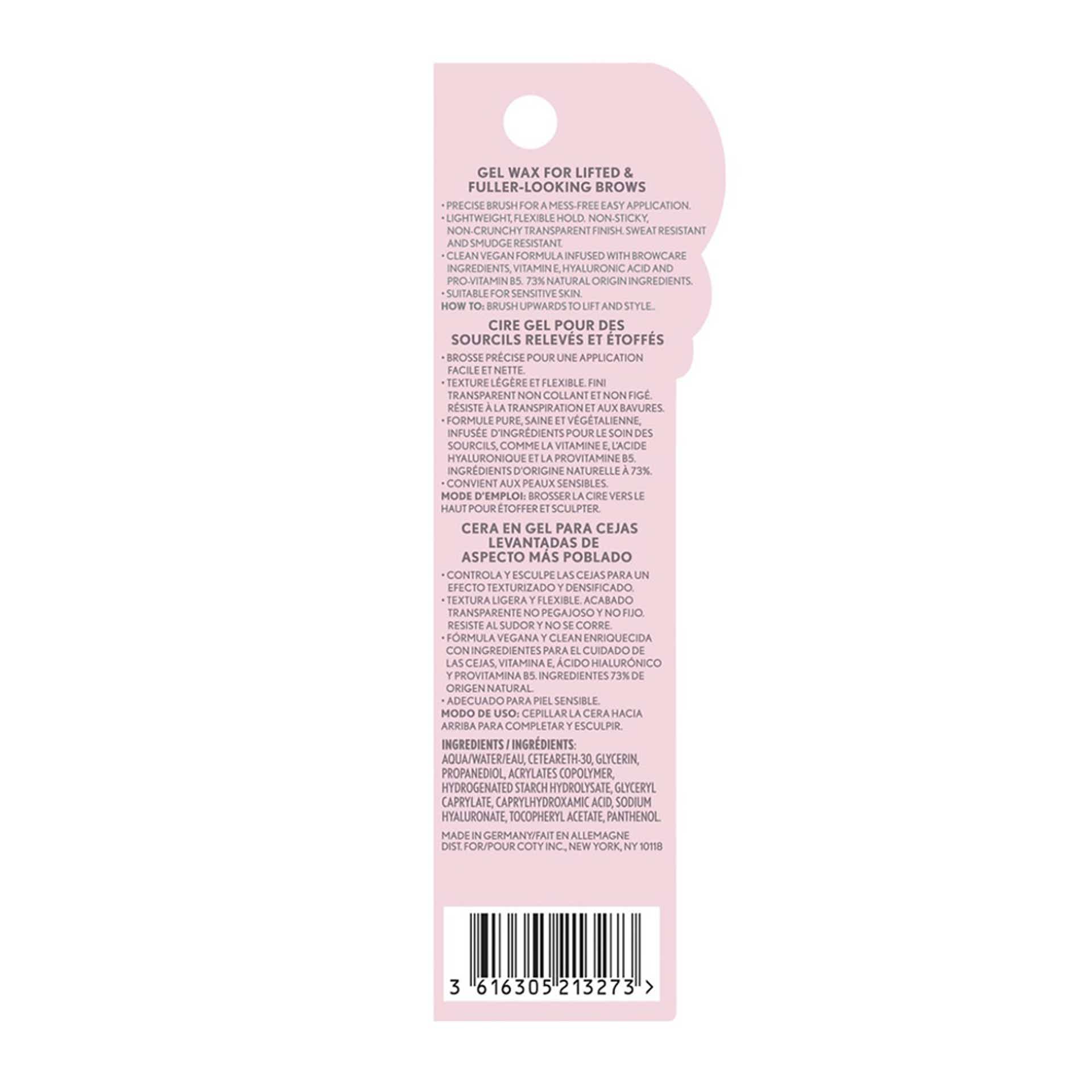Clean Fresh Brow Enhancer Gel Wax Back Package