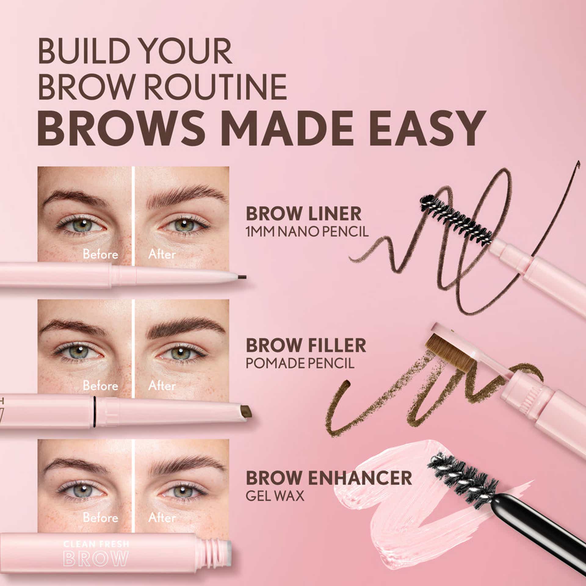 Clean Fresh Brow Liner 1MM Nano Pencil Before and After