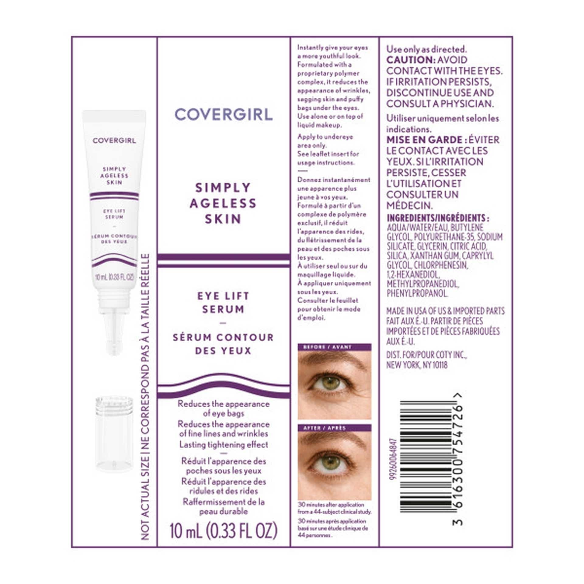 Simply Ageless Eye Lift Serum Back Package