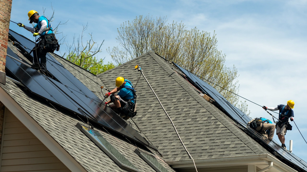 Installers on the roof