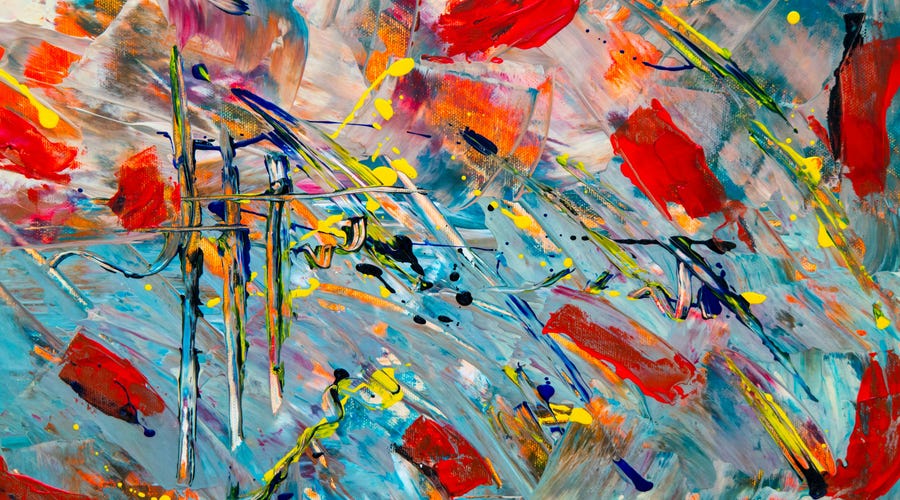 Pintura con colores vibrantes para representar el pensamiento abstracto.