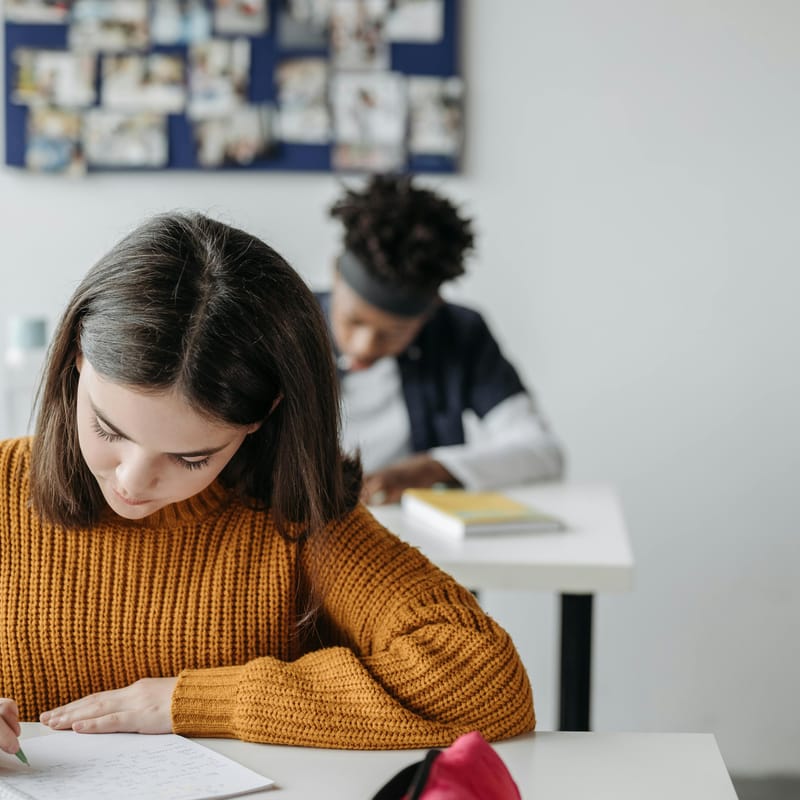 Estudiantes de francés en una escuela.