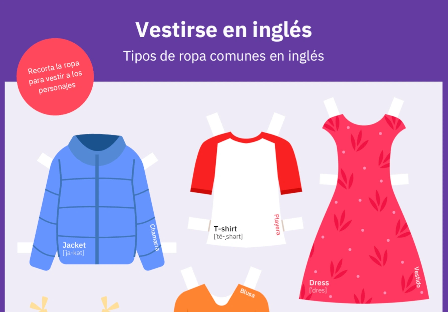 Ropa con discount i en ingles