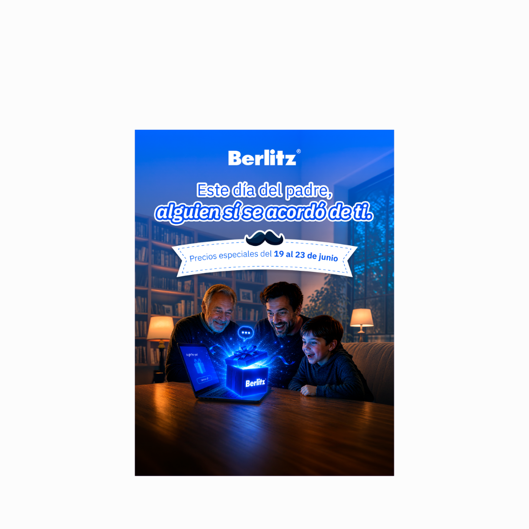 Papá, abuelito e hijo aprendiendo inglés con Berlitz 
