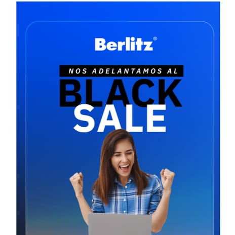 Mujer aprendiendo inglés con promociones de Black Sale