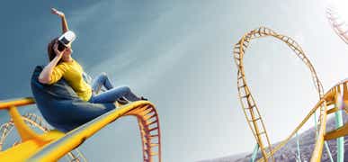 what goes up must come down young woman on a roller coaster