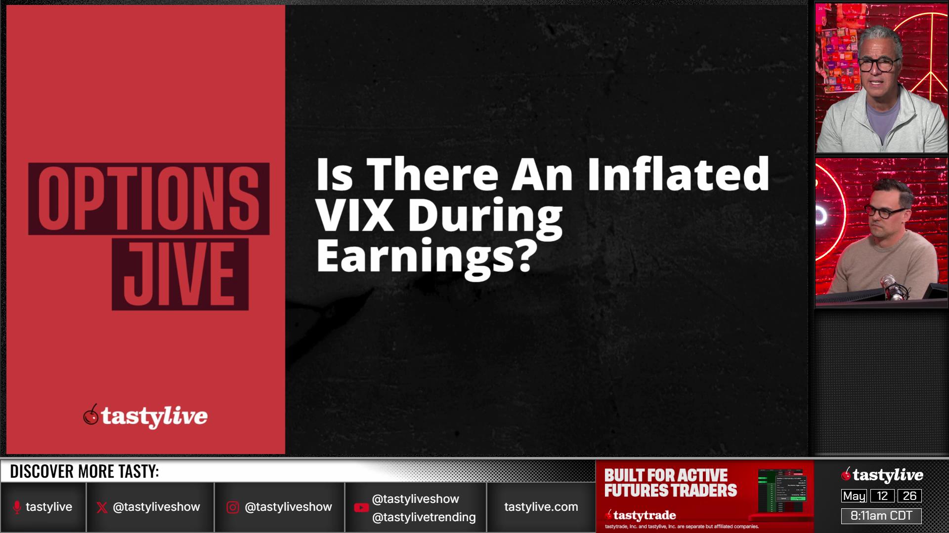 Options Jive - May 12, 2026 - Is There An Inflated VIX During Earnings? Episode cover