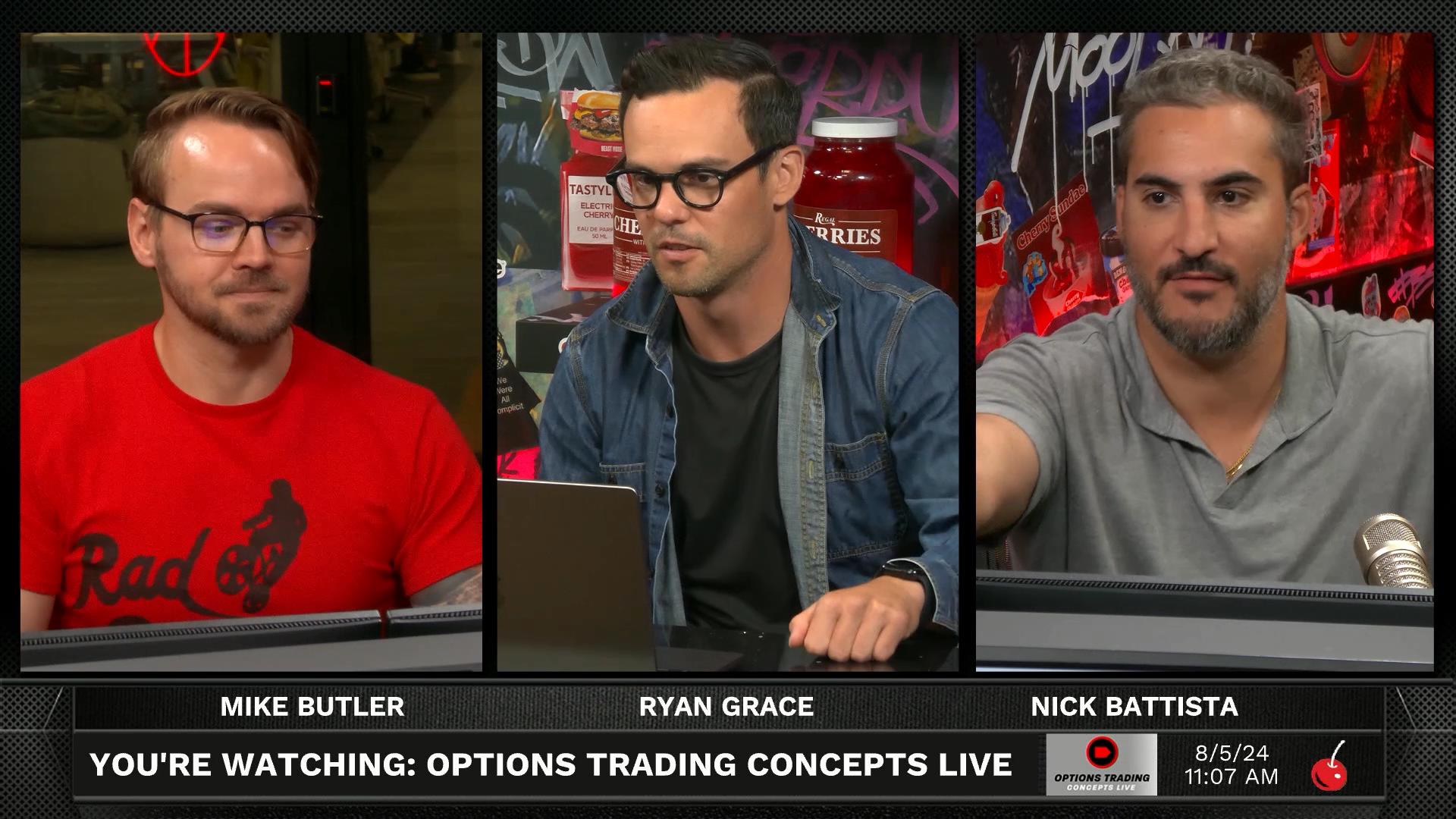 Options Trading Concepts Live - August 5, 2024 - Bitcoins Big Red Bar Episode cover