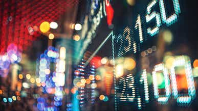 Stock market ticker along the street